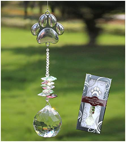 Rosleanny Dekofigur mit Pfotenabdruckmotiv, zum Aufhängen, Raumdekoration, Sonnenfänger, Kristalle, Prismen, Regenbogen, Fenster, Gartendekoration, in Geschenkbox, perfekt zum Verschenken