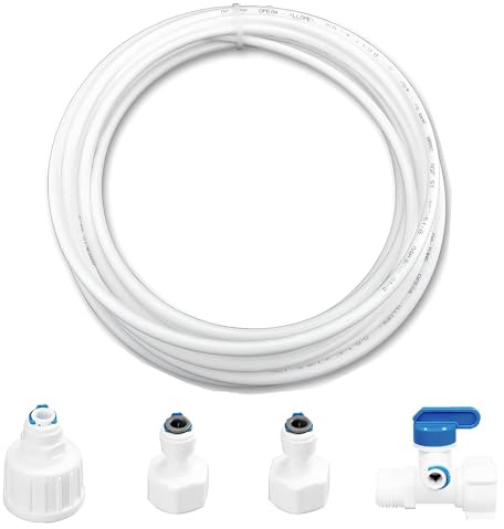 5 m Kit Conector Manguera Refrigerado, Juego De TuberíAs De Agua Para Nevera, Conector De Agua Del FrigoríFico, Para Refrigerador Doble De Estilo Europeo (Tubo De 1/4 De Pulgada)