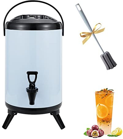 Ledpower Heißwasserspender Mit Wasserhahn, Edelstahl-Heißwassertopf-Thermostat, Wärmespeicherfass Für Milch, Tee, Bier, Kaffee, Isoliert/Blue/10L