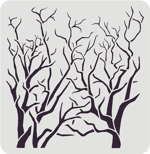 FINGERINSPIRE Pochoir Arbre Avec Branches 30X30cm Pochoir Arbre Réutilisable Branches Pochoirs pour Peinture Plantes Naturelles Pochoirs pour Peinture sur Bois, Toile, Papier, Sol, Mur