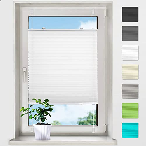 bobodeco Plissee ohne Bohren Plissees Klemmfix - Weiß 70x210 cm (BxH) - Easyfix Plisseerollo Jalousie Faltrollo Blickdicht - Sichtschutz - Sonnenschutz Fertifplissee - Rollos für Fenster und Tür