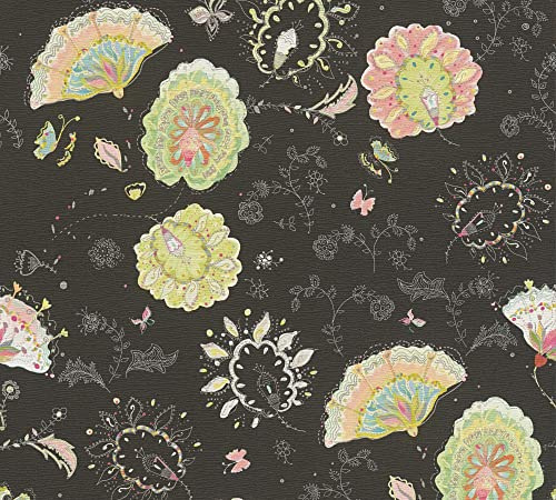 A.S. Création Tapete Blumen Schwarz Bunt - Livingwalls House of Turnowsky 388992 - Vliestapete Muster - 10,05m x 0,53m - Made in Germany
