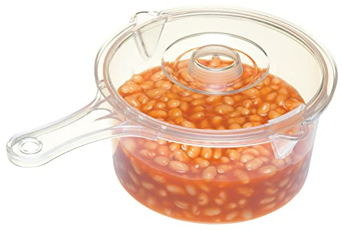 HoitoDeals 1Pcs 900ml Clear Plastic Microwave Saucepan with Lid Pan For Dish Cooking Pot with Handle