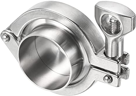 PATIKIL 2.01 Vuoto Morsetto Adattatore Tubo Raccordo Set, 304 Acciaio Singolo Perno Tubo Morsetto Adattatore Tubo Raccordo con Dado Flangia Cieco Piastra per Cerrula TC, Argento