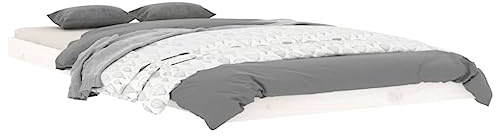 vidaXL Massivholzbett Einzelbett Bettgestell Bett Holzbett Bettrahmen Lattenrost Schlafzimmerbett Schlafzimmermöbel Weiß 100x200cm Kiefer
