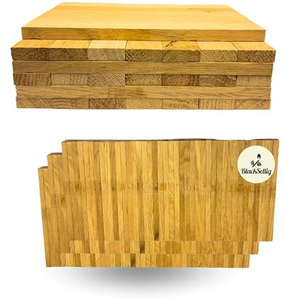 BlackSellig Bastelklötze aus Holz 22 x 8 x160mm Eiche – DIY, Modellbau & Dekoration. Unbehandeltes Naturprodukt, vielseitig nutzbar für kreative Projekte und Handwerksideen. (120 Stück)