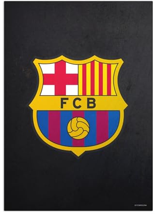 Displate Offiziell FC Barcelona MetallPoster Magnetische Befestigung Inklusive Lizenziert Bilder Hochwertiges Poster FC Barcelona - Crest - Crest black Poster 45 cm x 32 cm