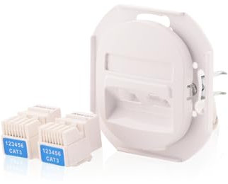 UAE Dose Nobilis, 2-fach mit Keystone-Modulen 2xRJ12 6/6 Cat 3, Weiß, Installationsdose Ø 60 mm