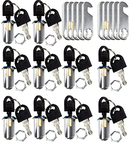 Lsgoodcare 10Pack Security Mailbox Lock Cabinet Drawer Cupboard Cam Lock 25Mm with 20 Keys, Each Lock with Same Key
