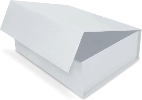 Geschenkbox mit Deckel – 23 x 17 x 10 cm – Karton mit Magnetverschluss – ideal für Geburtstag, Hochzeit, Weihnachten – Verpackung in Weiß – 1 Stück