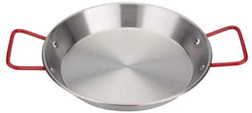OQHAIR Stainless Steel Paella Pan La Valenciana Vaello Spaghetti Pasta Spain Paella for Restaurant Daily Use (28cm) (Silver 28 * 24.5CM)