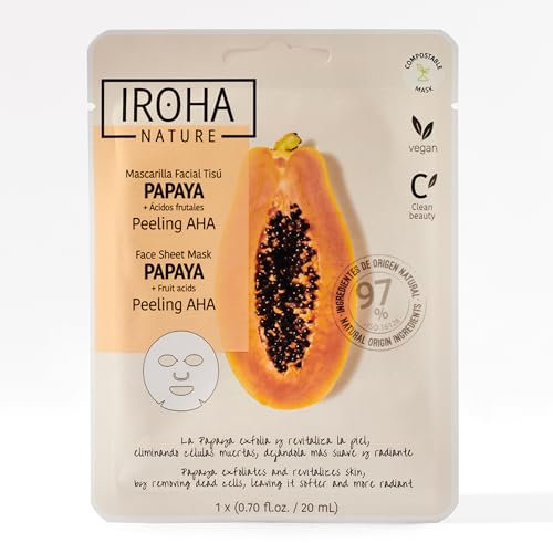 Iroha Nature - Maschera viso PEELING Iroha Nature con enzimi di papaya, AHA e ananas. Esfolia e rivitalizza la pelle. Pelle PIÙ MORBIDA e RADIOSA
