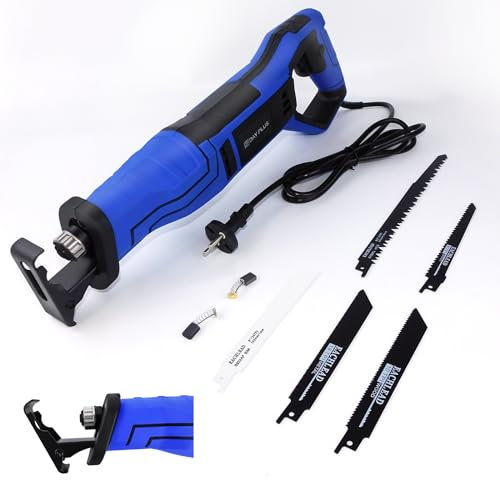 2800RPM Variable Speeds Corded Sabre Saw 900W Reciprocating Saw with 5 Blades for Branches Tables Metal, Lightweight One-Handed Powerful Pruning Saw with 28mm Stroke Length for Garden Household