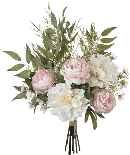 Weldomcor Kunstblumen Pfingstrose Künstliche Pflanzen Unechte Blumen Deko Seidenblumen Kunstblumenstrauß künstlich Blumenarrangements Hochzeit Zimmerdeko (Rosa Pfingstrose)