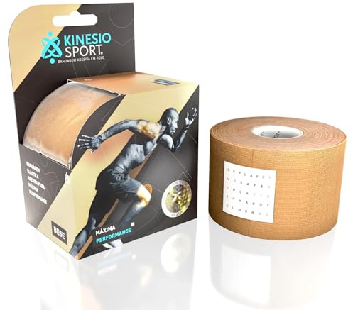 KinesioSport Cinta Kinesiológica 5 cm × 6 m (Kinesiology Tape) – Vendaje Neuromuscular Adhesivo Fuerte 3-5 Días, Resistente al Agua/Sudor, Hipoalergénica Sin Látex – Soporte Deportivo y Alivio Dolor