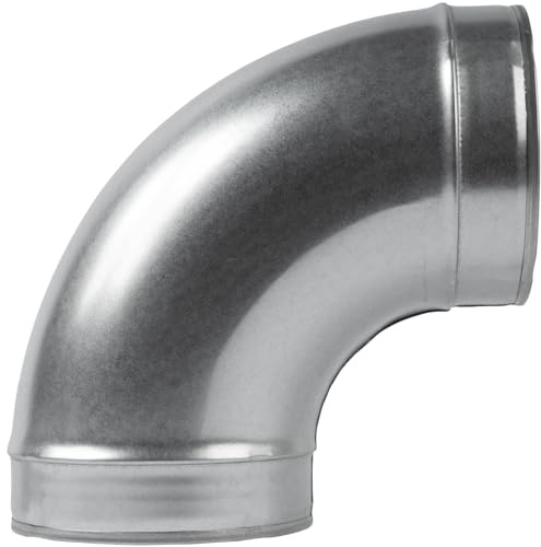 ECOPRO VENT 6 Inch 90˚ Degree Galvanized Steel Duct Elbow - Pressed Industrial Connector Bend - Ventilation Pipe Fitting - Dryer, Exhaust, Extractor Hood Air Inlet, Outlet Pipe Joint