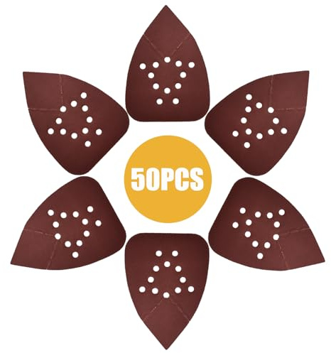 50 Stück Schleifpapier Dreieckschleifer, 180 Körnung 12-Loch Schleifpads Klett Schleifpapier Deltaschleifer Schleifblätter für Dreieckschleifer 135 x 95 mm
