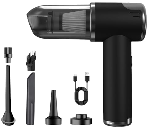CILIENG Handstaubsauger 11000Pa, Mini Autostaubsauger Auto mit USB-C Schnellladung, 4 in 1 Multifunktionale Mini Staubsauger für den Auto, Haus
