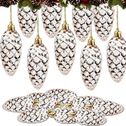 8 Stück Glitzer Christbaumschmuck Zapfen,Weihnachtsbaumschmuck Champagner Weihnachtskugeln Lustige Tannenzapfen Deko Anhänger Weihnachten für Weihnachtsbaumschmuck Weihnachtsbaum Weihnachtsdeko