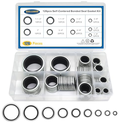 126 Pieces Bonded Seal Dowty Washer, Automotive Self-Centred Dowty Seal Gasket Assortment, 9 SAE Sizes, from 1/8 to 1-1/2