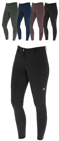 Covalliero - Damen Reithose Silikon Vollbesatz | Reitleggings mit 2 Handytaschen | atmungsaktive & elastische Reiterhose | für Herbst & Winter | Reitbekleidung in Black | Größe 42
