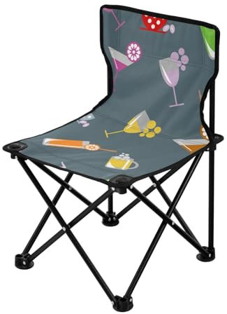 HZHXIFUFA Cocktail Drink Fashion Klappbare Campingstühle Ultraleichte Strandstühle mit Tragetasche Gartenstühle für Picknick Rasen