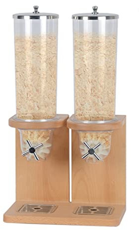 WOTZOV 4L/8L/12L Getreidespender, Lebensmittelaufbewahrungsflasche, versiegelter Trockenfutterhalter für die Arbeitsplatte, Süßigkeitenspenderautomat, für Snacks, Getreide, Chee,Holz 8L