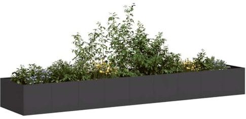 Homgoday Pflanzkübel Hochbeet Pflanzkasten Blumenkübel Blumenkasten Gemüsebeet Pflanzbeet Gartenbeet Frühbeet Hochbeet für Garten Balkon Terrasse Schwarz 360x80x40 cm Stahl