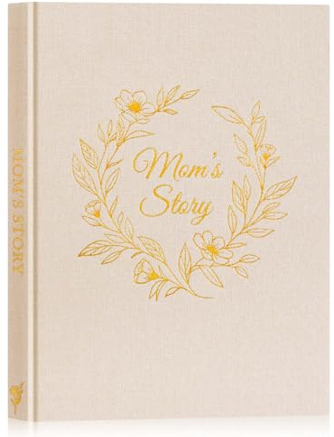 Lanpn Mom Life Story Bokdagbok med 270+ uppmaningar, linne inbunden mor berättelse guidad dagbok att fylla i, mamma minne minnesbok, mors dag födelsedag julklapp till mamma, beige