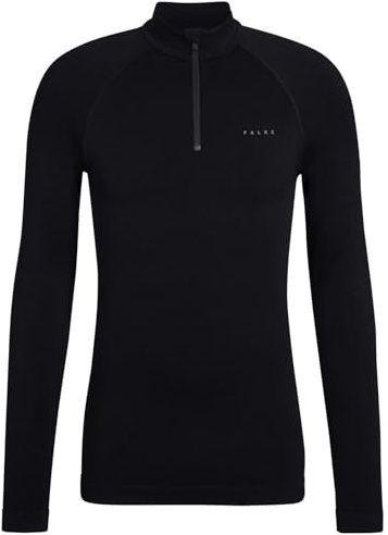 FALKE herr Baslager Ovandel Maximum Warm High Zip Neck M L/s Sh funktionellt garn snabbtorkande 1 del, Svart Black 3000 Trend, XXL