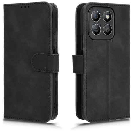 HAOYE Funda para Huawei Honor X8C, Funda Tapa Libro Movil Carcasa PU Cuero Case Cover con [Protección Completa] [Ranura Tarjeta][Función Soporte], Negro