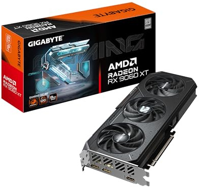 GIGABYTE Radeon RX 9060 XT Gaming OC 8G Graphics Card, PCIe 5.0, 8GB GDDR6, GV-R9060XTGAMING OC-8GD Graphics Card