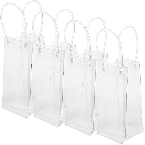 VALICLUD 4 Stück Pvc Geschenktaschen für Weinflaschen Tragbare und Elegante Flaschentaschen für Rotweinverpackung und Partys