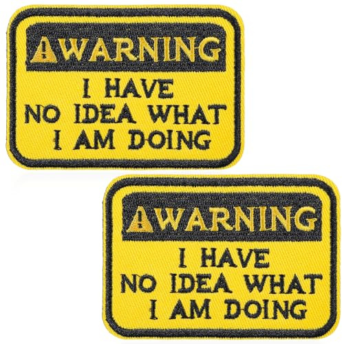Mabor Patch Klett Lustig, 2 Stück Warnung I Have No Idea What I Am Doing Lustige Patches Klett Klettpatches mit Klettverschluss, Patches für Rucksäcke, Hut, Tasche, Weste, Lustig Taktischer Aufnäher