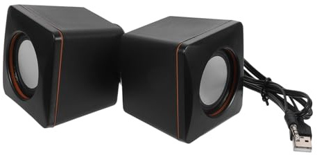 UTHCLO Mini Enceintes de Bureau USB Compactes Noir pour Ordinateur | Paire de Haut-parleurs, Abs et Cuivre Magnétique, Usage Maison et Voyage, Connexion à Plusieurs Appareils