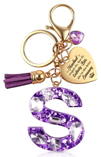 Anruzon Schlüsselanhänger Mädchen Buchstabe - Schlüsselanhänger mit Anfangsbuchstaben Schlüssel Anhänger - Einschulung Geschenk - Keychain Geschenk für Kinder, Mädchen, Frauen