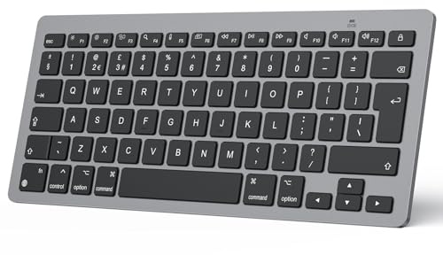 OMOTON Bluetooth Keyboard for Mac, QWERTY UK Layout, Space Grey | Wireless keyboard for Apple MacBook Pro/Air, iMac, Mac Mini, Mac Pro, Office, Home, Travel, School