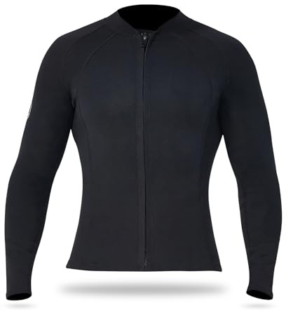 Fafeims 2mm Neopren Dyktopp Solskydd Långa ärmar Surfing Snorkel Våtdräkt Jacka för Män Dam Strandsemester (3XL)