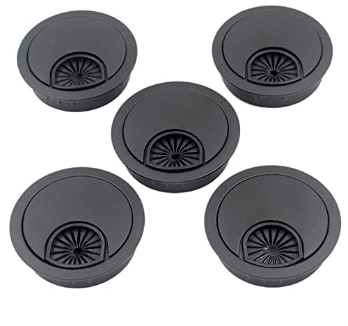 skrivbordsgenomföring, kabelgenomföring, 5 st 2 tums skrivbordskabelkabelgenomföringar hålskydd for kontors-PC-skrivbordskabelsladdorganisatör plastskydd(Black)