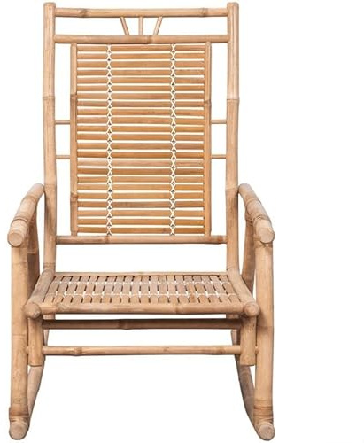 Eleganz Schaukelstuhl aus Bambus mit Kissen - Gartensitzmöbel für Terrasse & Garten, langlebig & umweltfreundlich - Entspannung pur im Freien