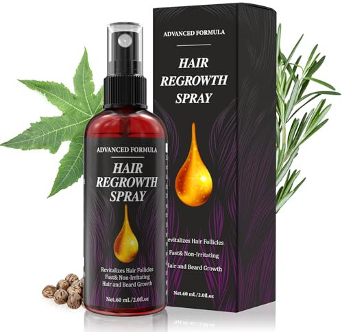 Voltuno Spray Sérum Croissance des Cheveux, Anti-Chute pour Hommes et Femmes, avec Huile de Romarin & Huile de Ricin, Favorise la Croissance des Cheveux, Non Gras, 60 ml