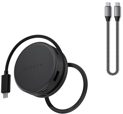 𝗦𝗔𝗧𝗘𝗖𝗛𝗜 𝗕𝘂𝗻𝗱𝗹𝗲 Hub USB-C Magnético OntheGo 7-en-1 con 100W PD, HDMI 4K/60Hz, Ethernet y Cable 25cm USB-C a USB-C USB4 100W, 40Gbps, 8K@60Hz