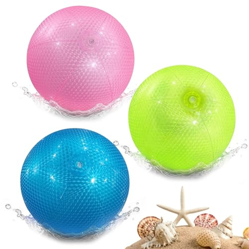3 Stück Wasserball Aufblasbar, 40cm Wasserball Klein, Inflatable Wasserbälle Aufblasbarer Ball, Sommer Schwimmball Wasserspielzeug für Pool, Schwimmbad, Strand, Outdoor Activity, Kinder & Erwachsene