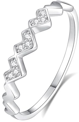 Epinki Verlobungsring Gold 18K Au750, Herz Freundschaftsringe mit Diamant, Diamantring Platinum PT950 Echt, Gr.47-65