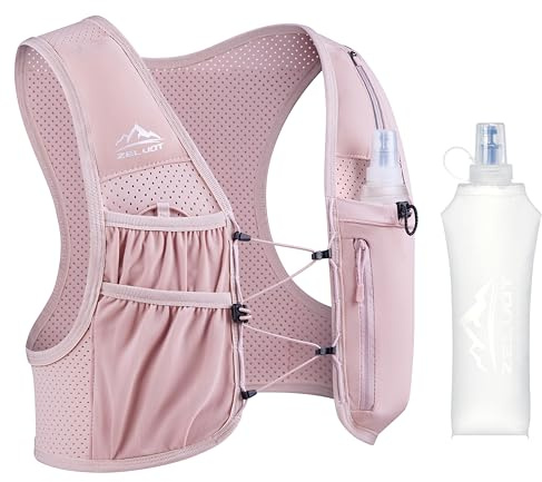 Zelvot Laufweste für Damen und Herren mit 500ml Trinkflasche, Europäisches Originalpatent, Verstellbare Brustgurte, Ultraleicht & Atmungsaktiv, Reflektierende Trinkweste Laufen