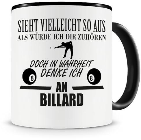 Samunshi® Ich denke an Billard Tasse Kaffeetasse Teetasse Kaffeepott Kaffeebecher Becher 300ml schwarz