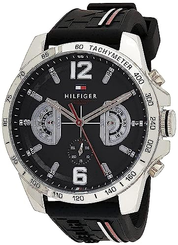 Tommy Hilfiger Orologio Analogico Multifunzionale al Quarzo per Uomo con Cinturino in Silicone, Acciaio Inossidabile o Pelle, Sottoquadranti per Giorno e Data, Resistente all'Acqua fino a 5ATM.