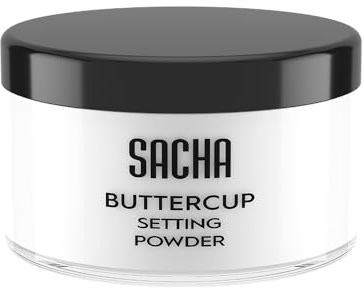 Sacha Buttercup No Color Setting Powder – All Skin Tones Translucent Loose Face Powder, Flashback-Resistant, Oil Control, Long-Wear Matte Finish (1.75 oz)