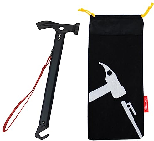Azarxis Campinghammer mit Tragetasche, Aluminium und Multifunktions, Zelt Hammer für Heringe Outdoor (Schwarz)