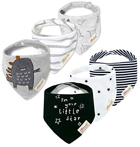 6 Pack Baby Dreieckstuch Babylätzchen Baumwolle Bandanas Einstellbar Spucktuch Super Saugfähig Halstücher 0-36 Monate, Mehrfarbig (F), 0-3 Jahre